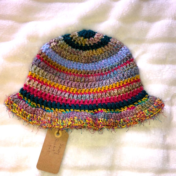 Accessories - Handmade crochet pastel rainbow scrappy bucket hat